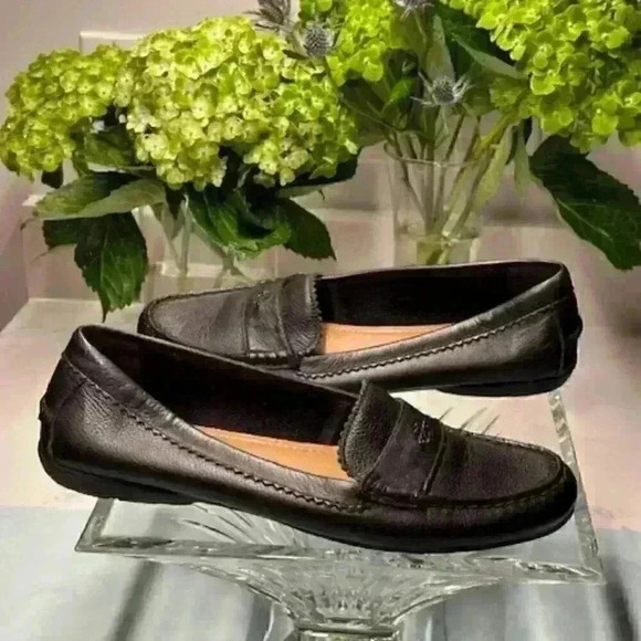 Coach Black Pebbled Leather Driving Loafer Flat Size 10 B - Picture 5 of 9